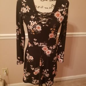 Floral ribbed dress